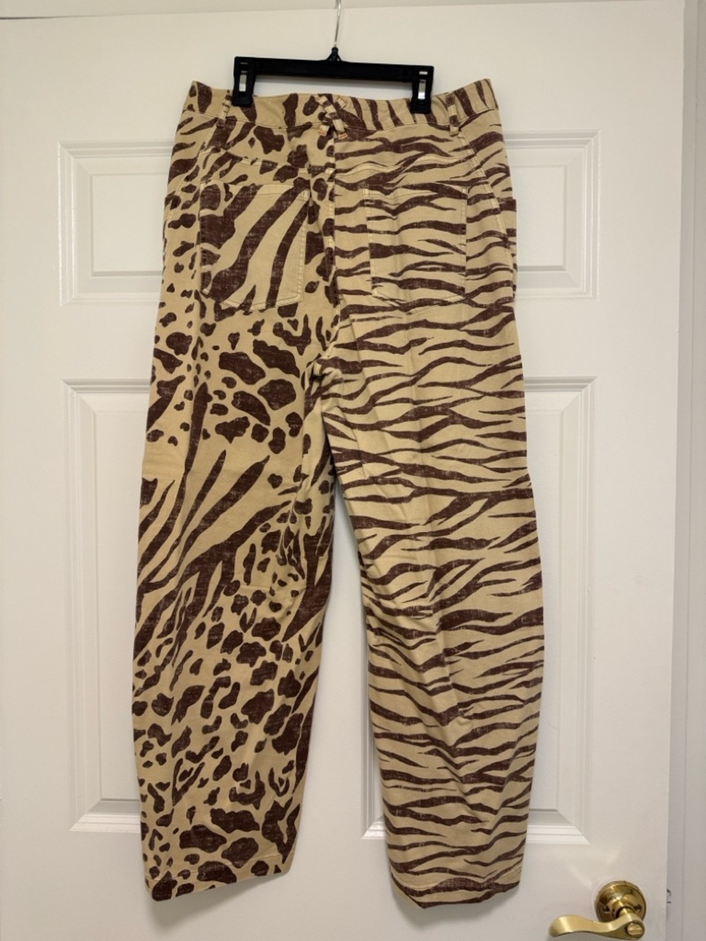Anthropologie Beige and Brown Animal Print Pants